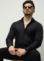 KOSZULA MĘSKA CZARNA SLIM FIT PREMIUM ELASTYCZNA ELEGANCKA M-XL