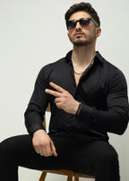 KOSZULA MĘSKA CZARNA SLIM FIT PREMIUM ELASTYCZNA ELEGANCKA M-XL