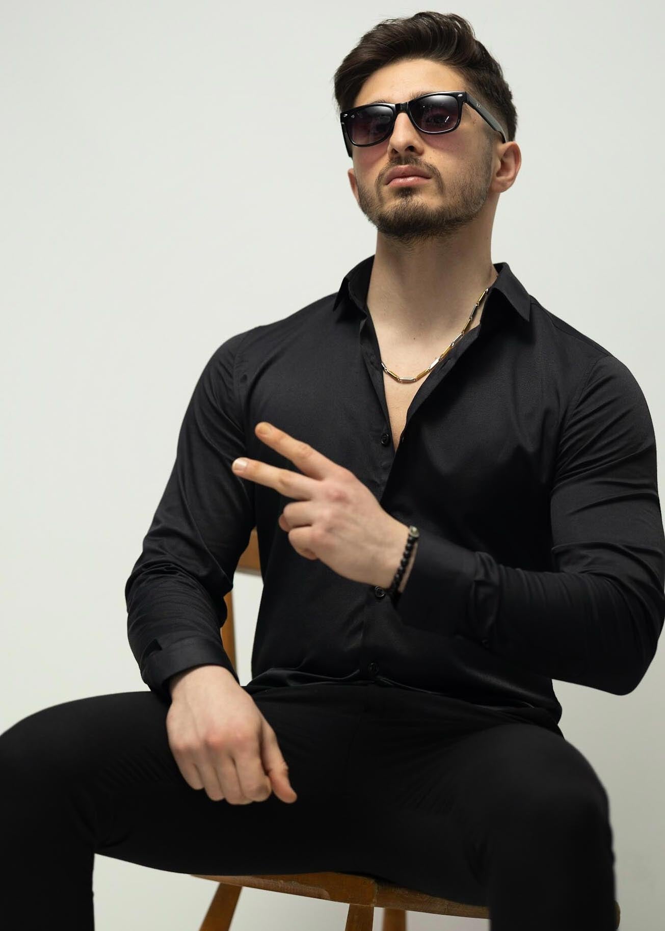 KOSZULA MĘSKA CZARNA SLIM FIT PREMIUM ELASTYCZNA ELEGANCKA M-XL