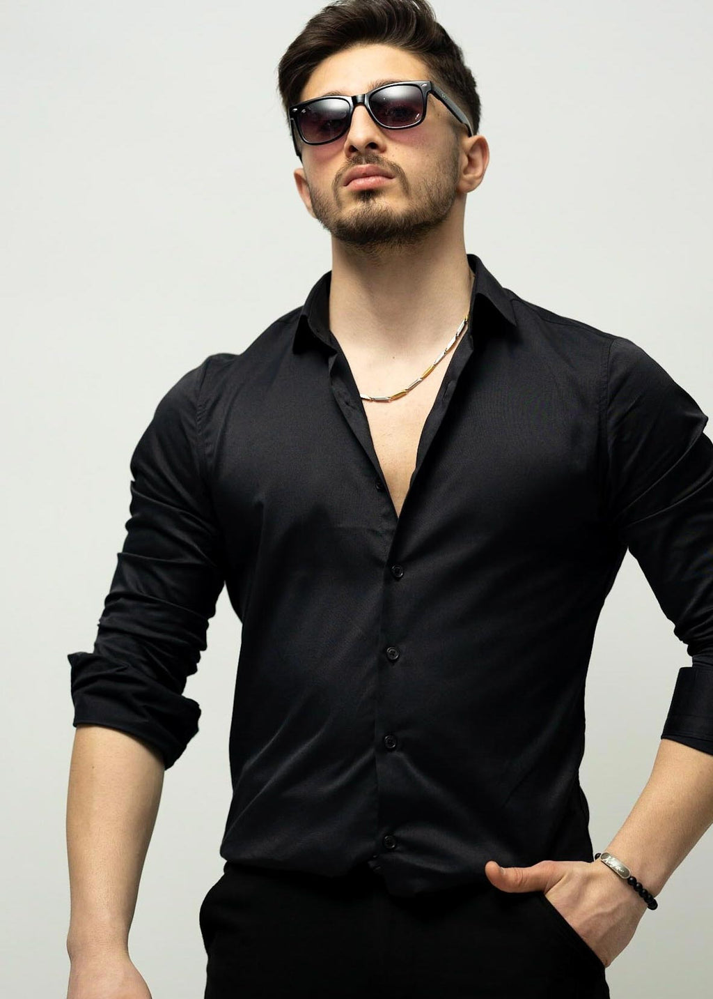 KOSZULA MĘSKA CZARNA SLIM FIT PREMIUM ELASTYCZNA ELEGANCKA M-XL