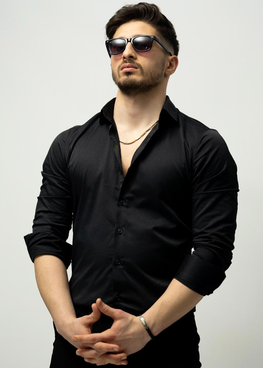 KOSZULA MĘSKA CZARNA SLIM FIT PREMIUM ELASTYCZNA ELEGANCKA M-XL