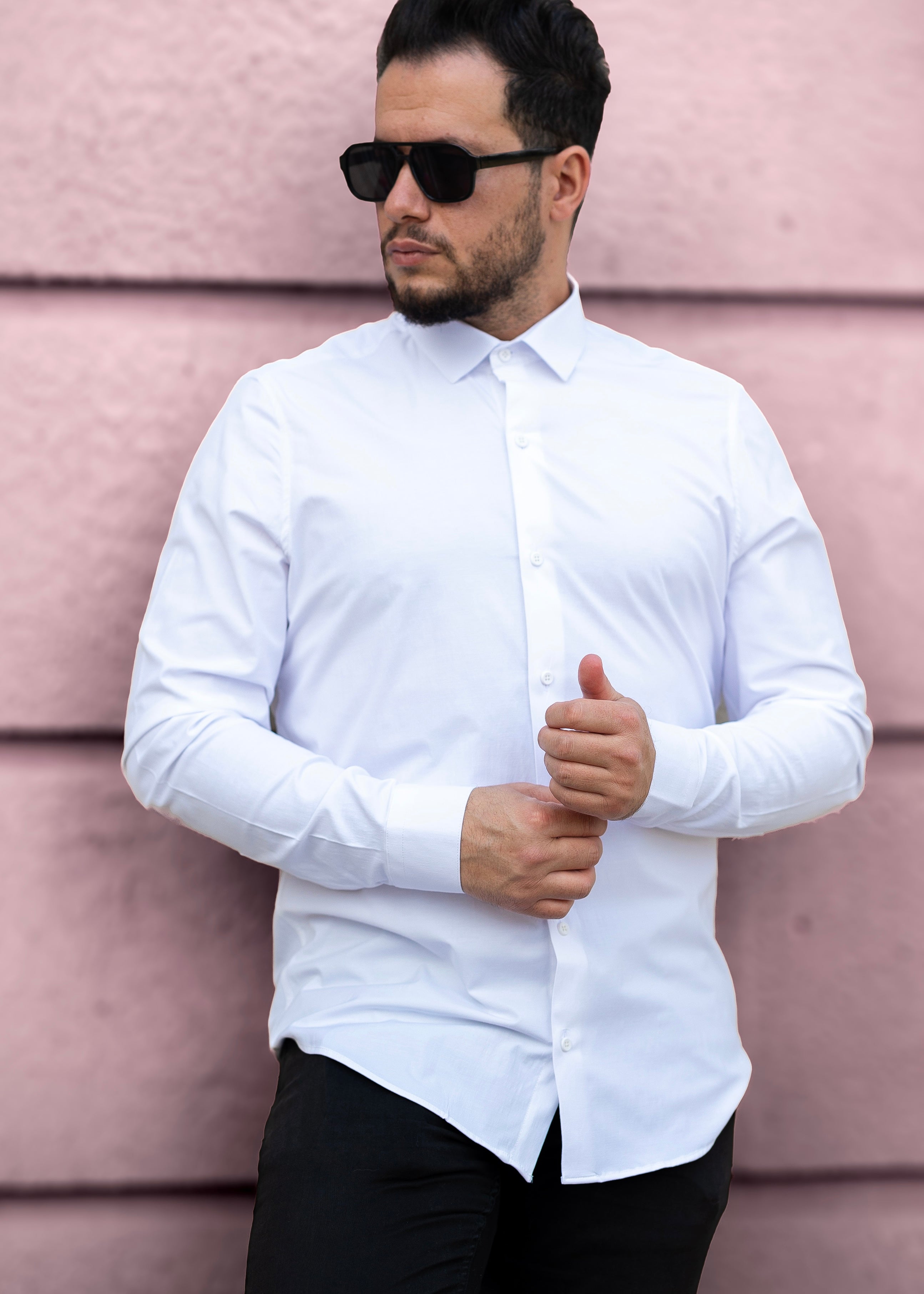 Koszule slim ELASTAN gładkie M-3XL