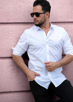 Koszule slim ELASTAN gładkie M-3XL