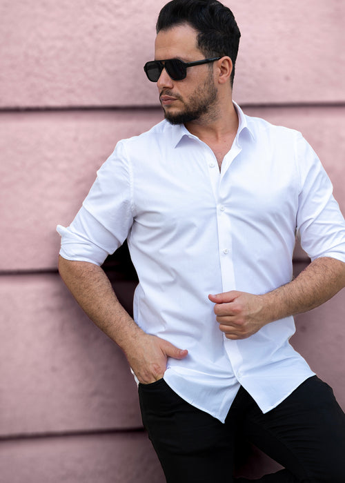 Koszule slim ELASTAN gładkie M-3XL