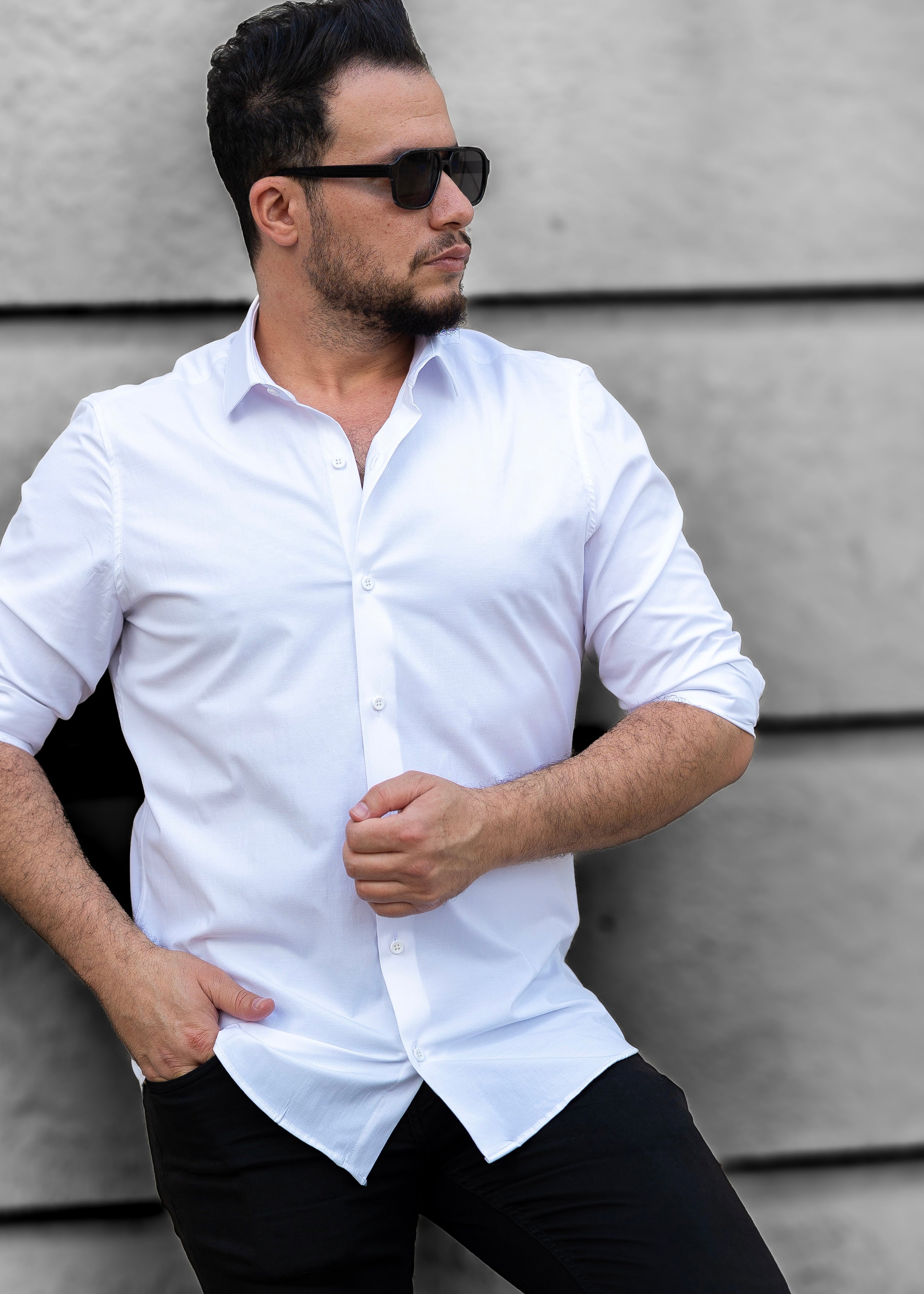 Koszule slim ELASTAN gładkie M-3XL