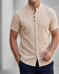 Koszula męska lniana flamowana kremowa slim fit M-2XL