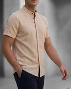 Koszula męska lniana flamowana kremowa slim fit M-2XL