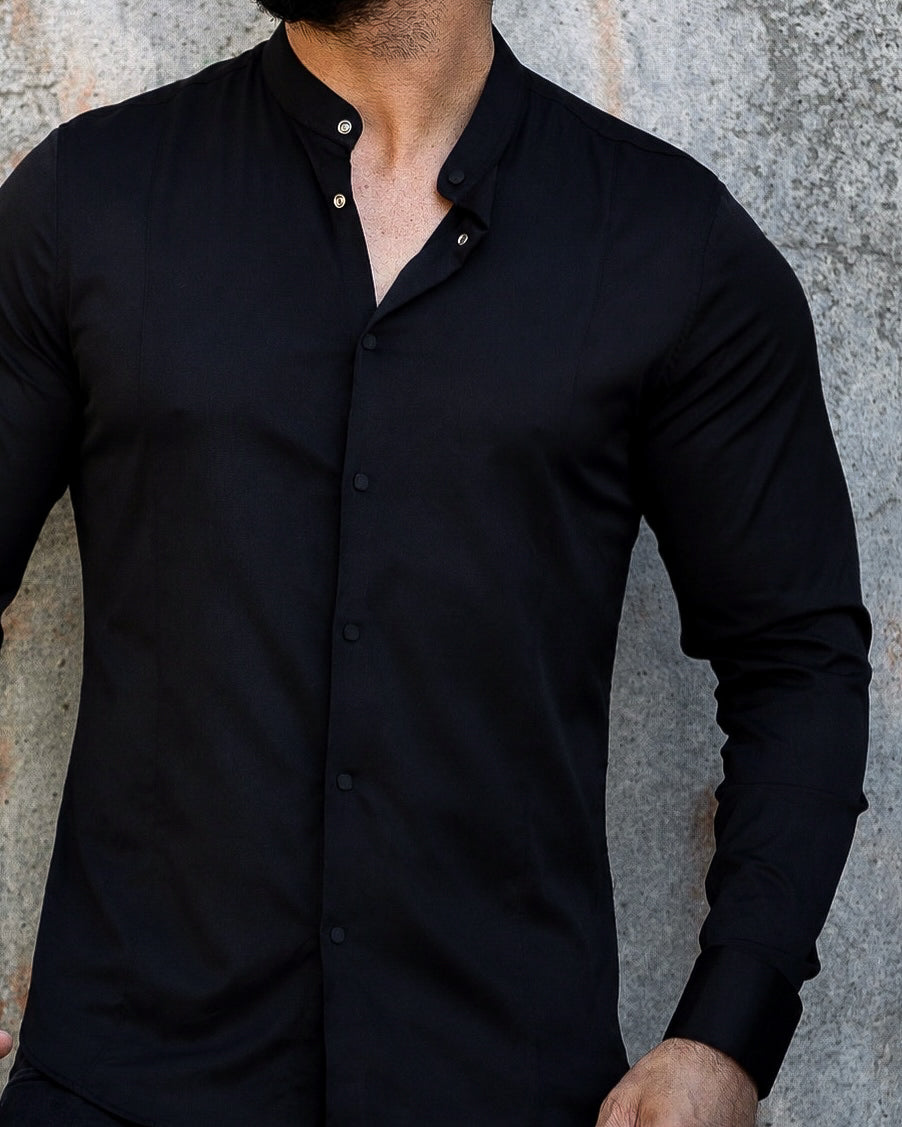 KOSZULA MĘSKA CZARNA SLIM FIT PREMIUM ELASTYCZNA M-XXL