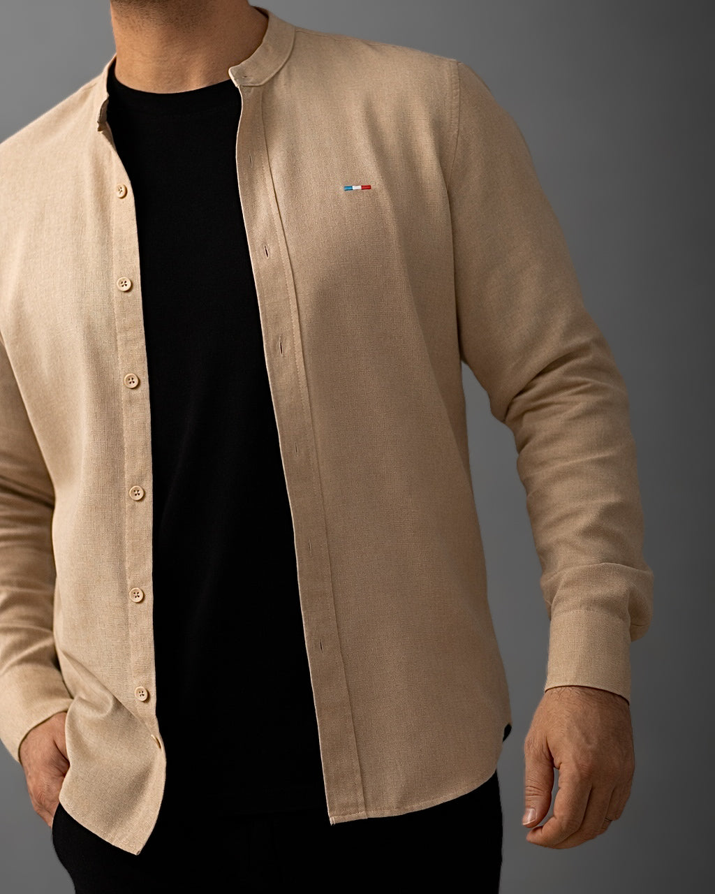 KOSZULA MĘSKA BEŻOWA SLIM FIT CASUAL ELEGANCKA M-XXL PAKIET 6 SZT