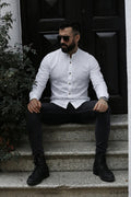 Koszula męska biała ze stójką slim fit 95% bawełna 5% lycra S-2XL 5 szt