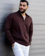 Koszula Męska Lniana Bordowa Slim Fit Ze Stójką – Letnia, Przewiewna M–2XL