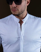 Koszula Męska Jasnoniebieska w Drobny Wzór M–3XL Slim Fit 95% Bawełna 5% Elastan