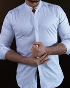 Koszula Męska Jasnoniebieska w Drobny Wzór M–3XL Slim Fit 95% Bawełna 5% Elastan