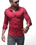 Koszula męska bordowa Slim Fit elegancka casual długi rękaw Premium M-3XL