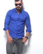 Koszula męska niebieska Slim Fit elegancka casual długi rękaw Premium M-3XL