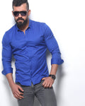 Koszula męska niebieska Slim Fit elegancka casual długi rękaw Premium M-3XL