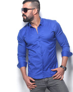 Koszula męska niebieska Slim Fit elegancka casual długi rękaw Premium M-3XL