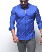 Koszula męska niebieska Slim Fit elegancka casual długi rękaw Premium M-3XL