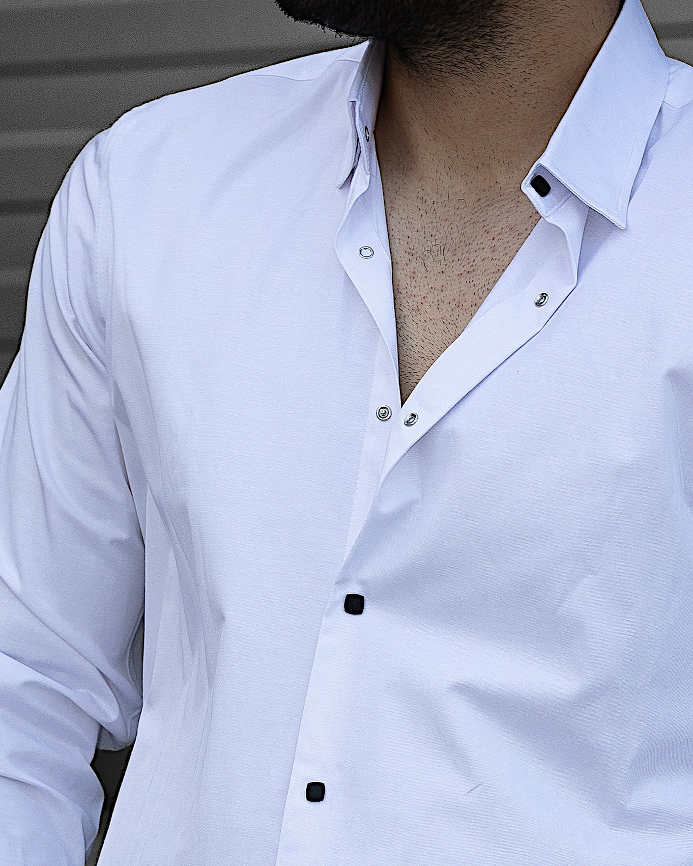 Koszula Męska Satynowa Slim Biała Optyczna Napy 95% Bawełna 5% Elastan S–3XL