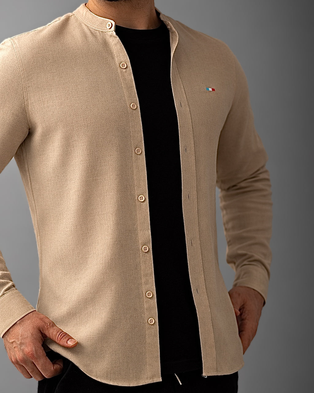 KOSZULA MĘSKA BEŻOWA SLIM FIT CASUAL ELEGANCKA M-XXL PAKIET 6 SZT