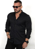 KOSZULA MĘSKA CZARNA SLIM FIT STÓJKA PREMIUM ELASTYCZNA M-XL