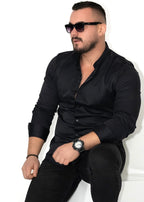 KOSZULA MĘSKA CZARNA SLIM FIT STÓJKA PREMIUM ELASTYCZNA M-XL