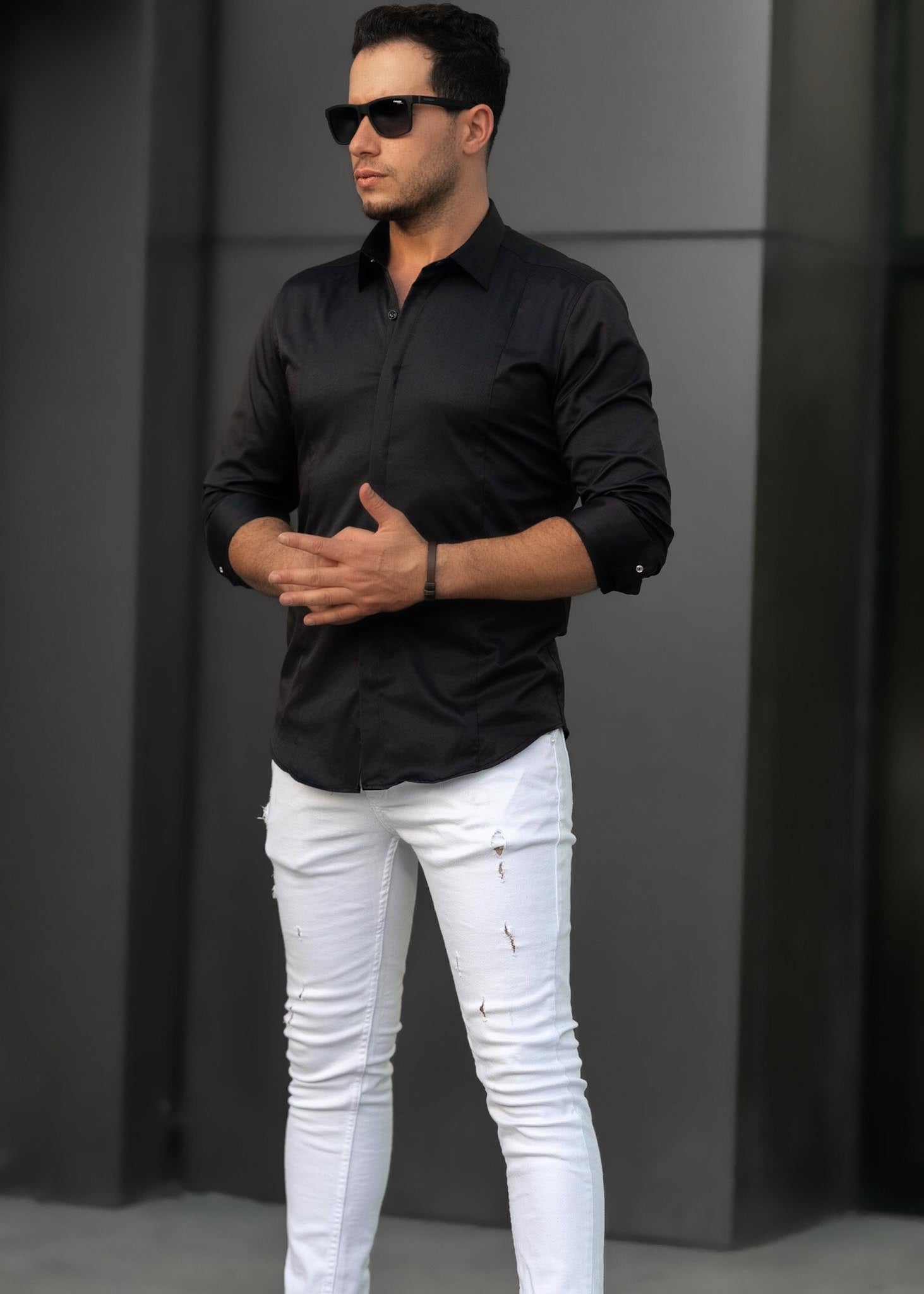 Koszule slim ELASTAN gładkie M-XXL