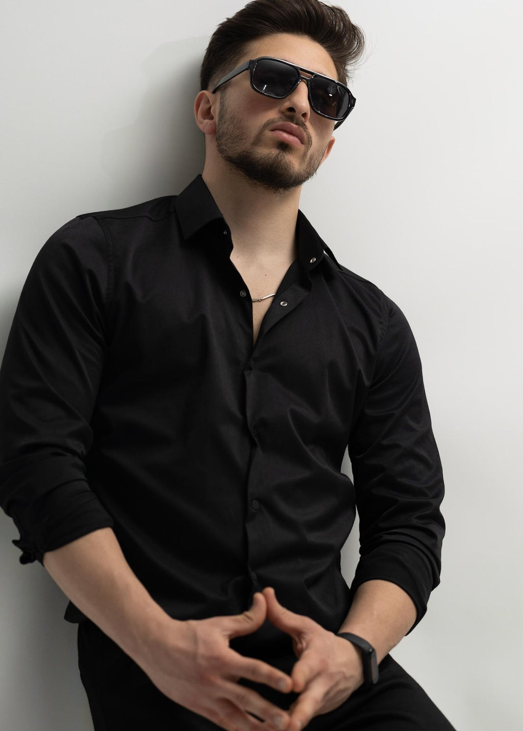 KOSZULA MĘSKA CZARNA SLIM FIT PREMIUM ELASTYCZNA ELEGANCKA M-XL