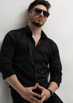 KOSZULA MĘSKA CZARNA SLIM FIT PREMIUM ELASTYCZNA ELEGANCKA M-XL