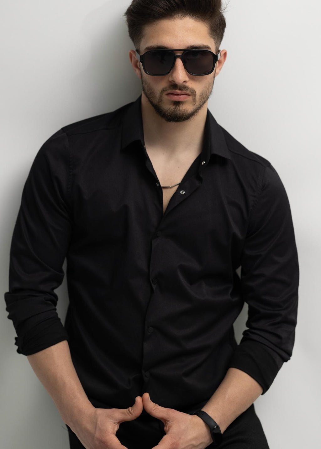 KOSZULA MĘSKA CZARNA SLIM FIT PREMIUM ELASTYCZNA ELEGANCKA M-XL