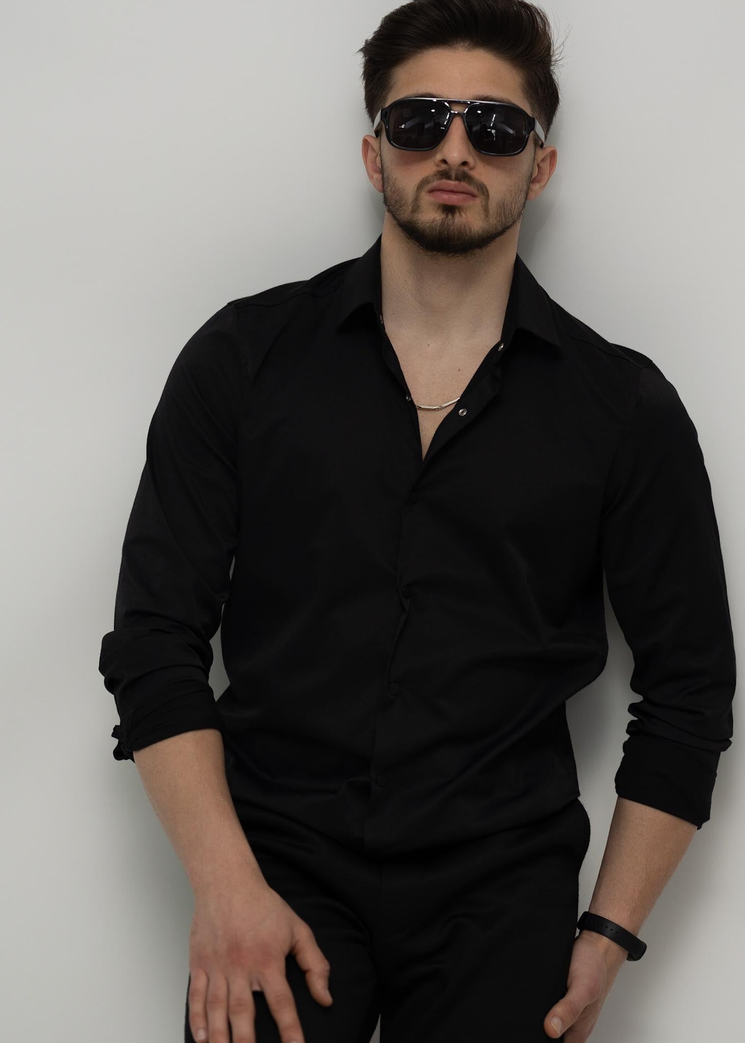 KOSZULA MĘSKA CZARNA SLIM FIT PREMIUM ELASTYCZNA ELEGANCKA M-XL