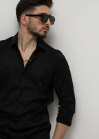 KOSZULA MĘSKA CZARNA SLIM FIT PREMIUM ELASTYCZNA ELEGANCKA M-XL