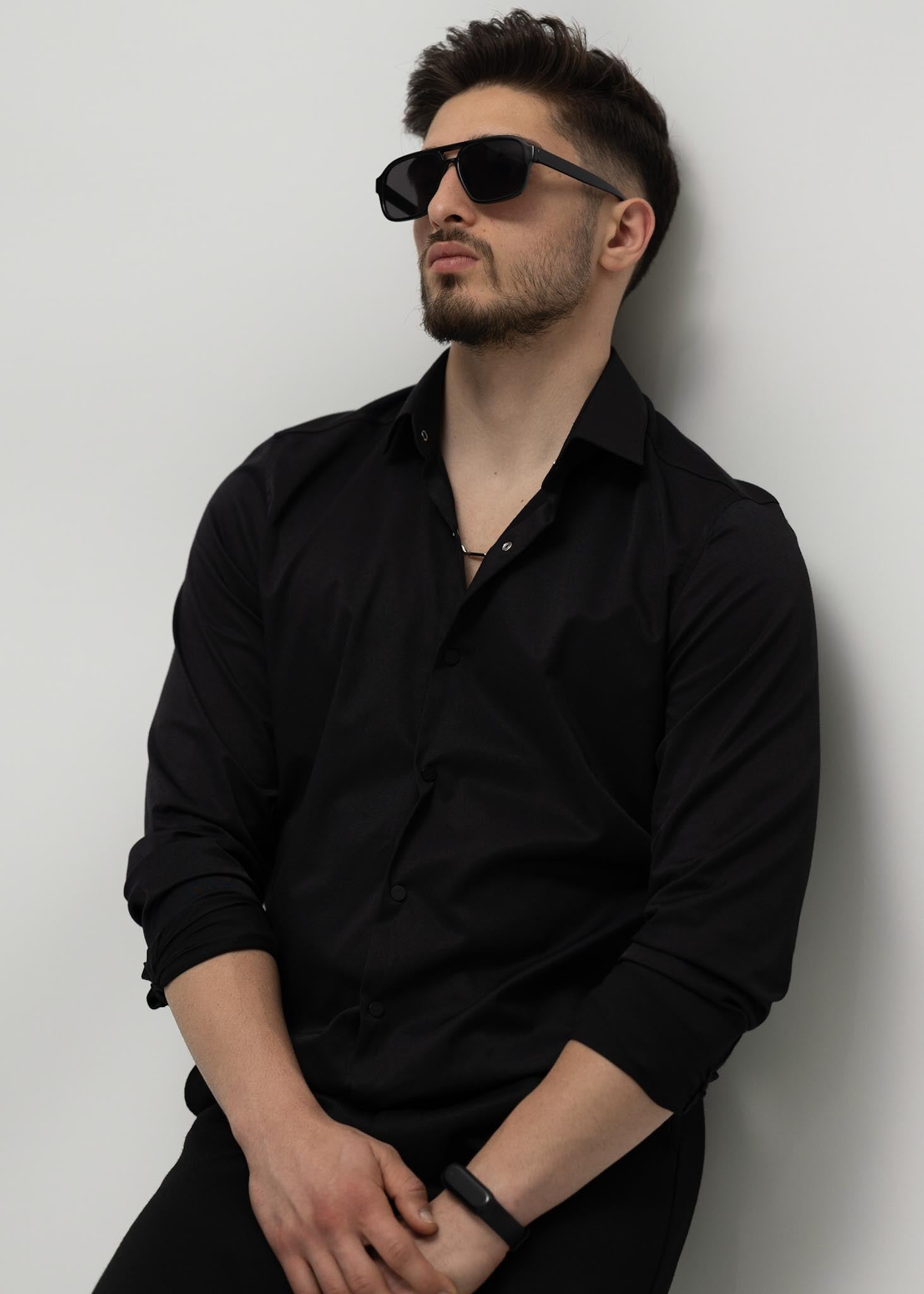 KOSZULA MĘSKA CZARNA SLIM FIT PREMIUM ELASTYCZNA ELEGANCKA M-XL