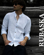 Koszula męska biała ze stójką slim fit 95% bawełna 5% lycra S-2XL 5 szt