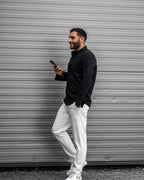 Koszula Męska Lniana Czarna Slim Fit Ze Stójką – Letnia, Przewiewna M–2XL