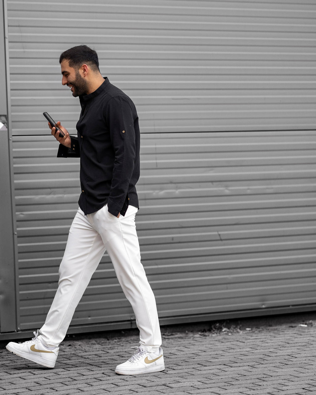 Koszula Męska Lniana Czarna Slim Fit Ze Stójką – Letnia, Przewiewna M–2XL