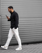 Koszula Męska Lniana Czarna Slim Fit Ze Stójką – Letnia, Przewiewna M–2XL