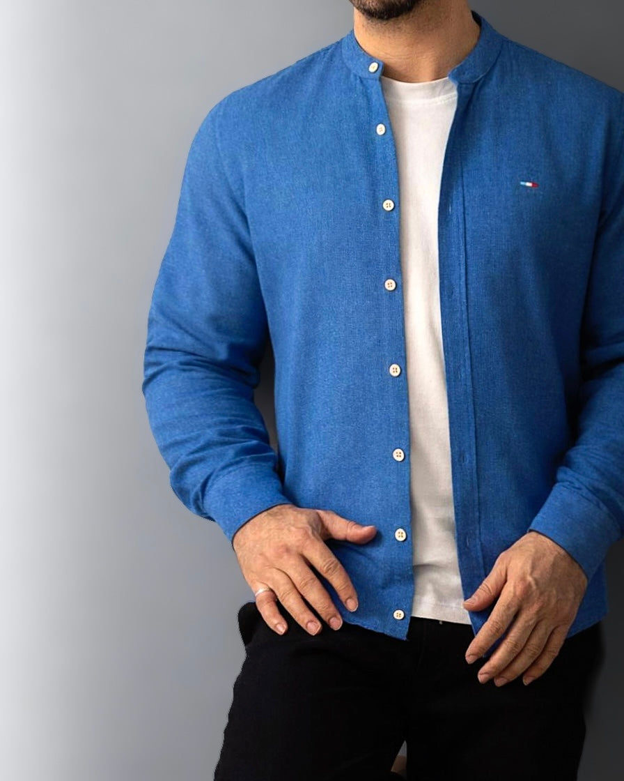 KOSZULA MĘSKA SLIM FIT NIEBIESKA CASUAL LETNIA M-2XL