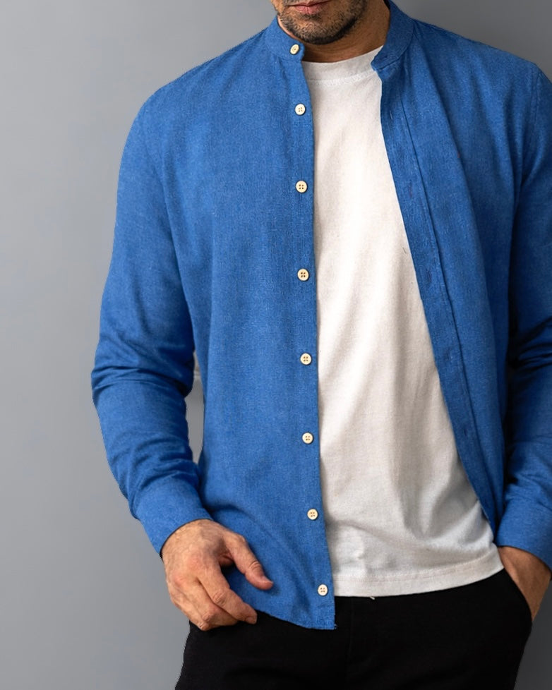 KOSZULA MĘSKA SLIM FIT NIEBIESKA CASUAL LETNIA M-2XL