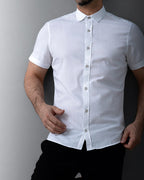 Koszula Męska Keten Flam Biała Optyczna Slim Fit Krótki Rękaw M-2XL