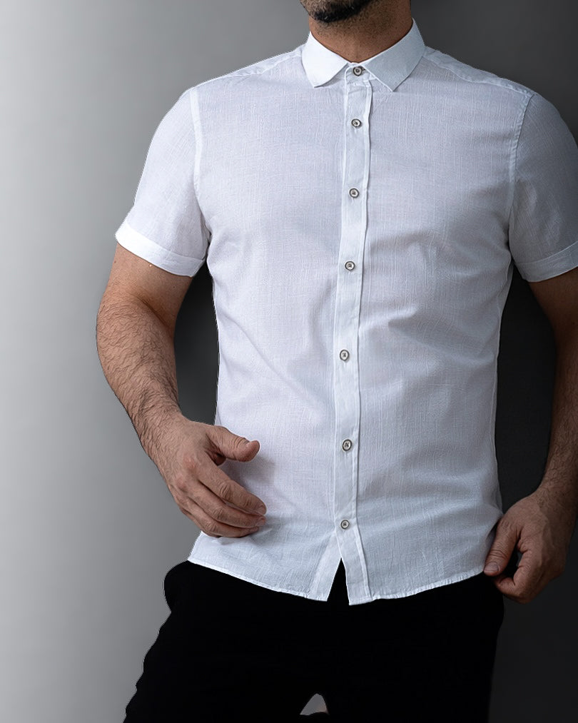Koszula Męska Keten Flam Biała Optyczna Slim Fit Krótki Rękaw M-2XL