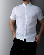 Koszula Męska Keten Flam Biała Optyczna Slim Fit Krótki Rękaw M-2XL