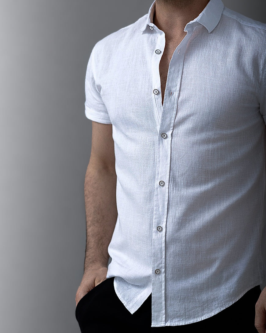 Koszula Męska Keten Flam Biała Optyczna Slim Fit Krótki Rękaw M-2XL