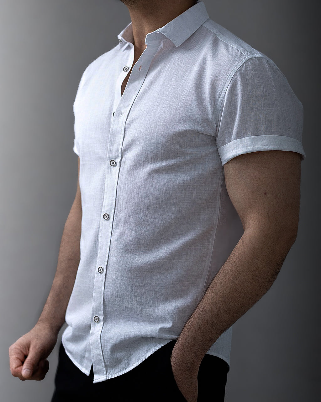 Koszula Męska Keten Flam Biała Optyczna Slim Fit Krótki Rękaw M-2XL