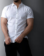 Koszula Męska Keten Flam Biała Optyczna Slim Fit Krótki Rękaw M-2XL