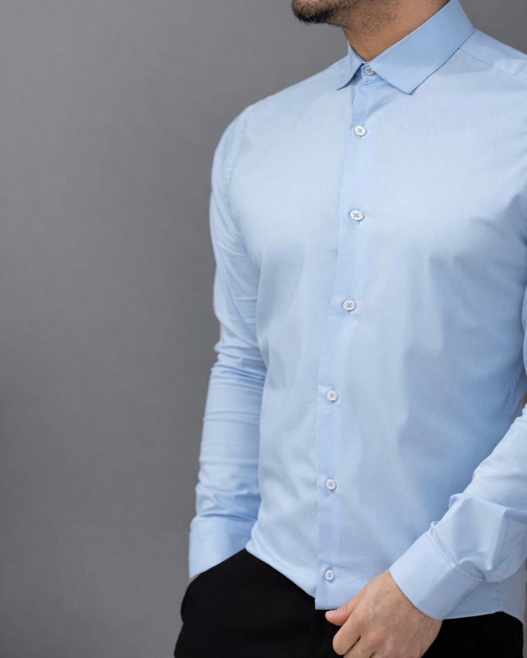 KOSZULA MĘSKA SLIM FIT BŁĘKITNA ELASTAN M-3XL PAKIET 5 SZT