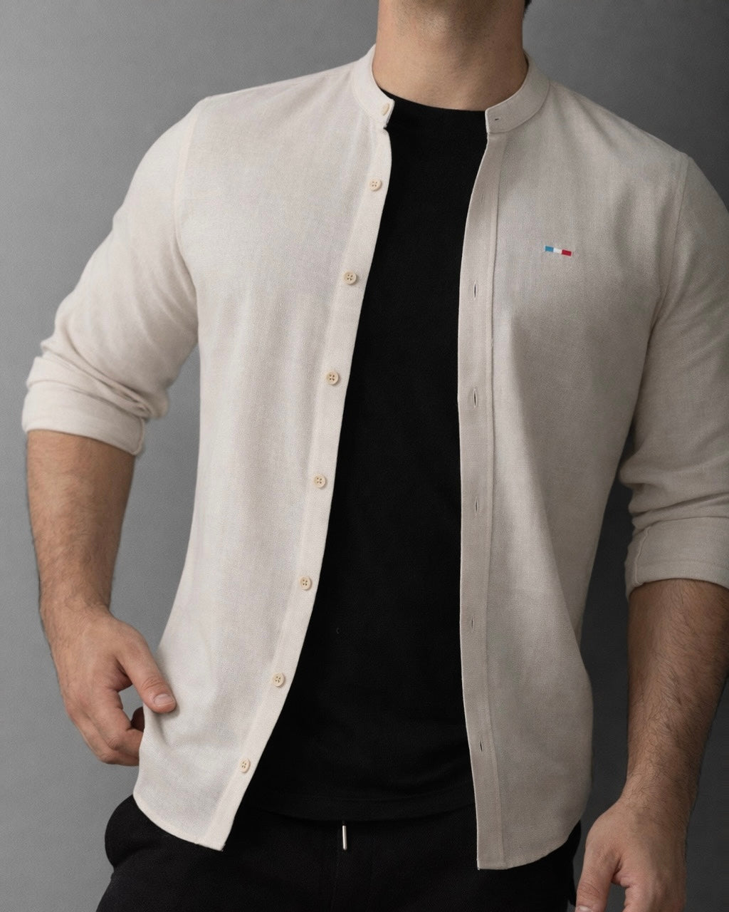 KOSZULA MĘSKA BEŻOWA SLIM FIT BAWEŁNA LEN STRUKTURALNA CASUAL ROZMIARY M-2XL