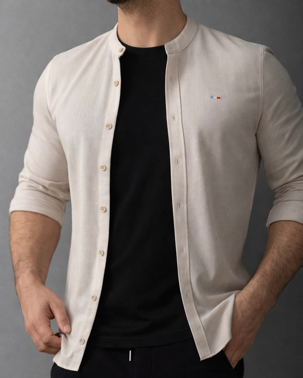 KOSZULA MĘSKA BEŻOWA SLIM FIT BAWEŁNA LEN STRUKTURALNA CASUAL ROZMIARY M-2XL
