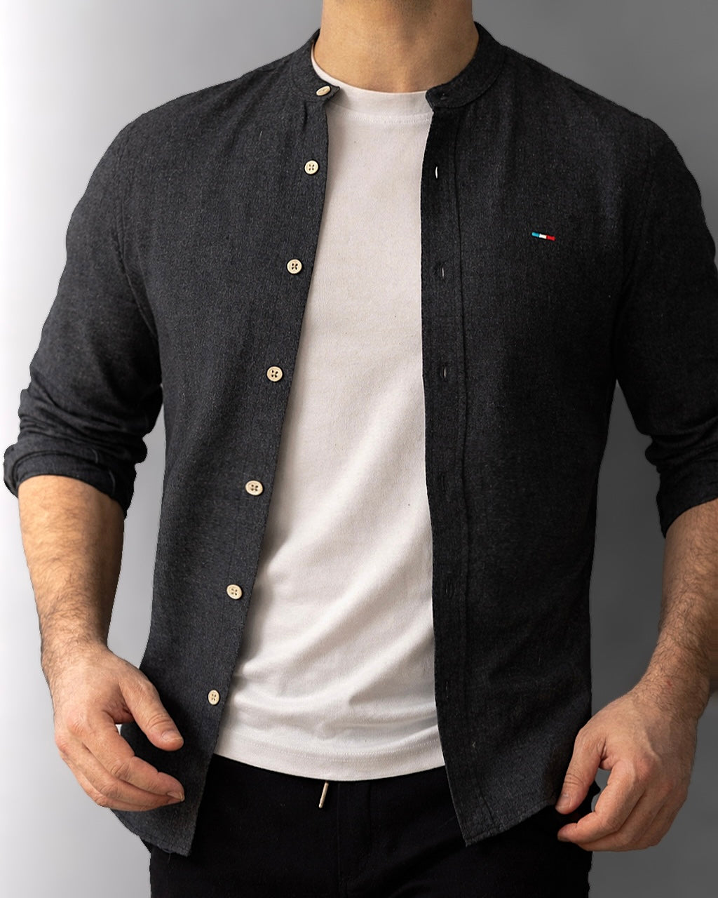 KOSZULA MĘSKA CZARNA SLIM FIT GRAMATUROWA BAWEŁNA LEN CASUAL ROZMIARY M-XXL