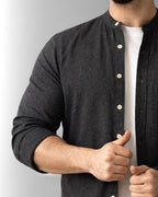 KOSZULA MĘSKA CZARNA SLIM FIT GRAMATUROWA BAWEŁNA LEN CASUAL ROZMIARY M-XXL